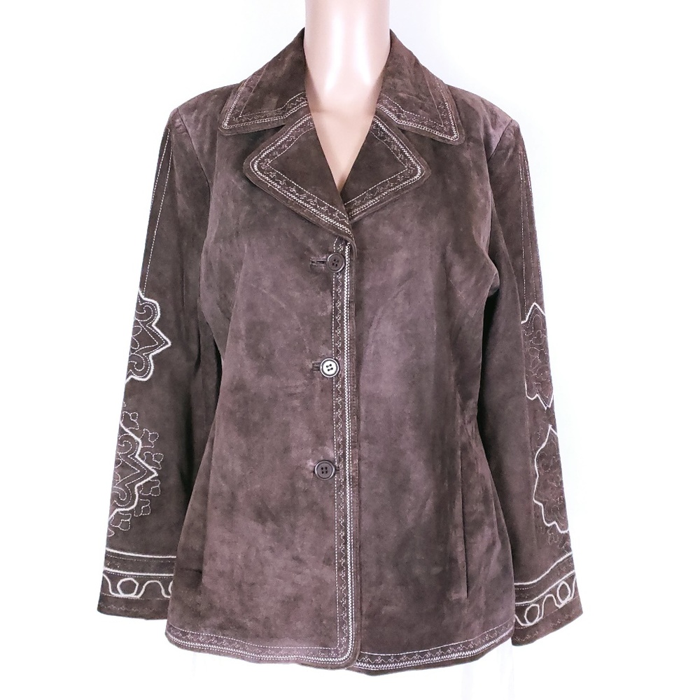 Nordstrom Women Leather Jacket Button Collar Size S